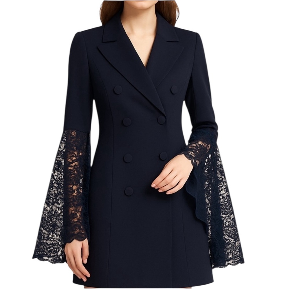 Black Dramatic Bell Sleeve Dress Jacket